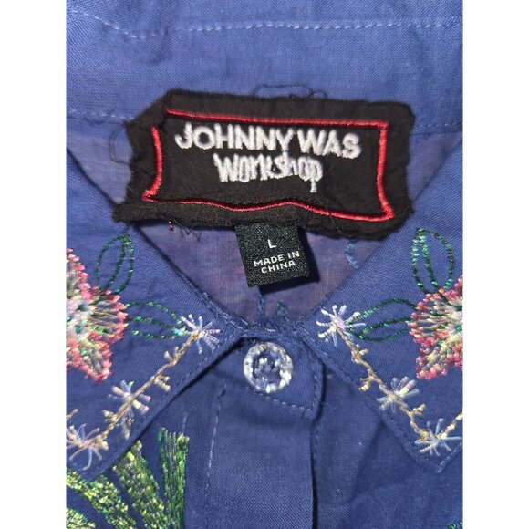 Johnny Was Workshop Floral Embroidered Button-Up Shirt Large - Picture 5 of 8